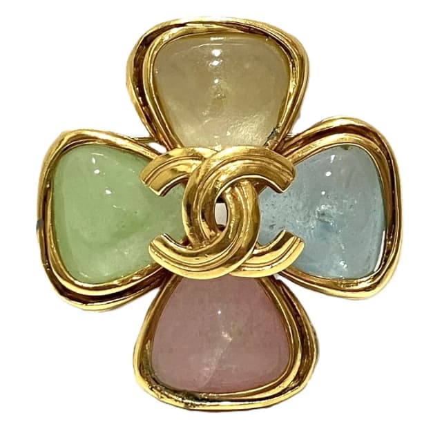 Chanel CC Logo Clover Color Stone 96P Brooch from The Reluxe, photo 1 of 1