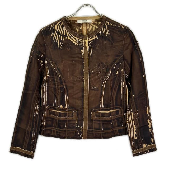 Prada Print Silk Collarless Jacket 42 in Silk from The Reluxe, photo 1 of 1