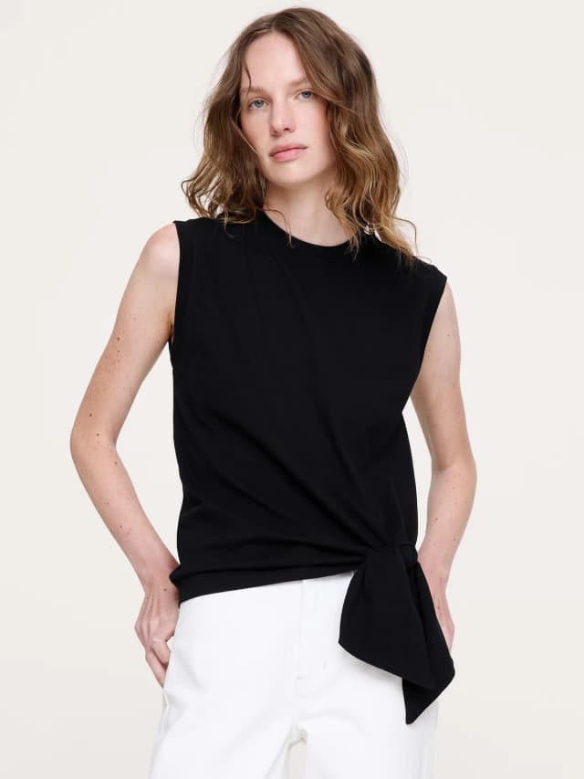 Banana Republic Vintage Cotton Tie-Hem Tank in Black, image 1 of 1 from Banana Republic (Canada)