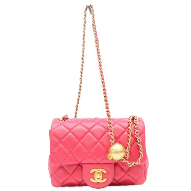 Chanel Neo Pink Lambskin Pearl Crush Coco Ball Mini Quilted 17 Shoulder Bag in Pink Lambskin from The Reluxe, photo 1 of 1