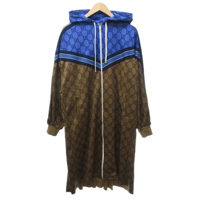 Gucci GG Technical Color Contrast Back Pleats Jersey Hoodie Brown XS in Brown Nylon from The Reluxe, photo 1 of 1