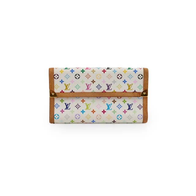 Louis Vuitton Multicolor Fold Long Wallet White in White Canvas from The Purse Affair, photo 1 of 1