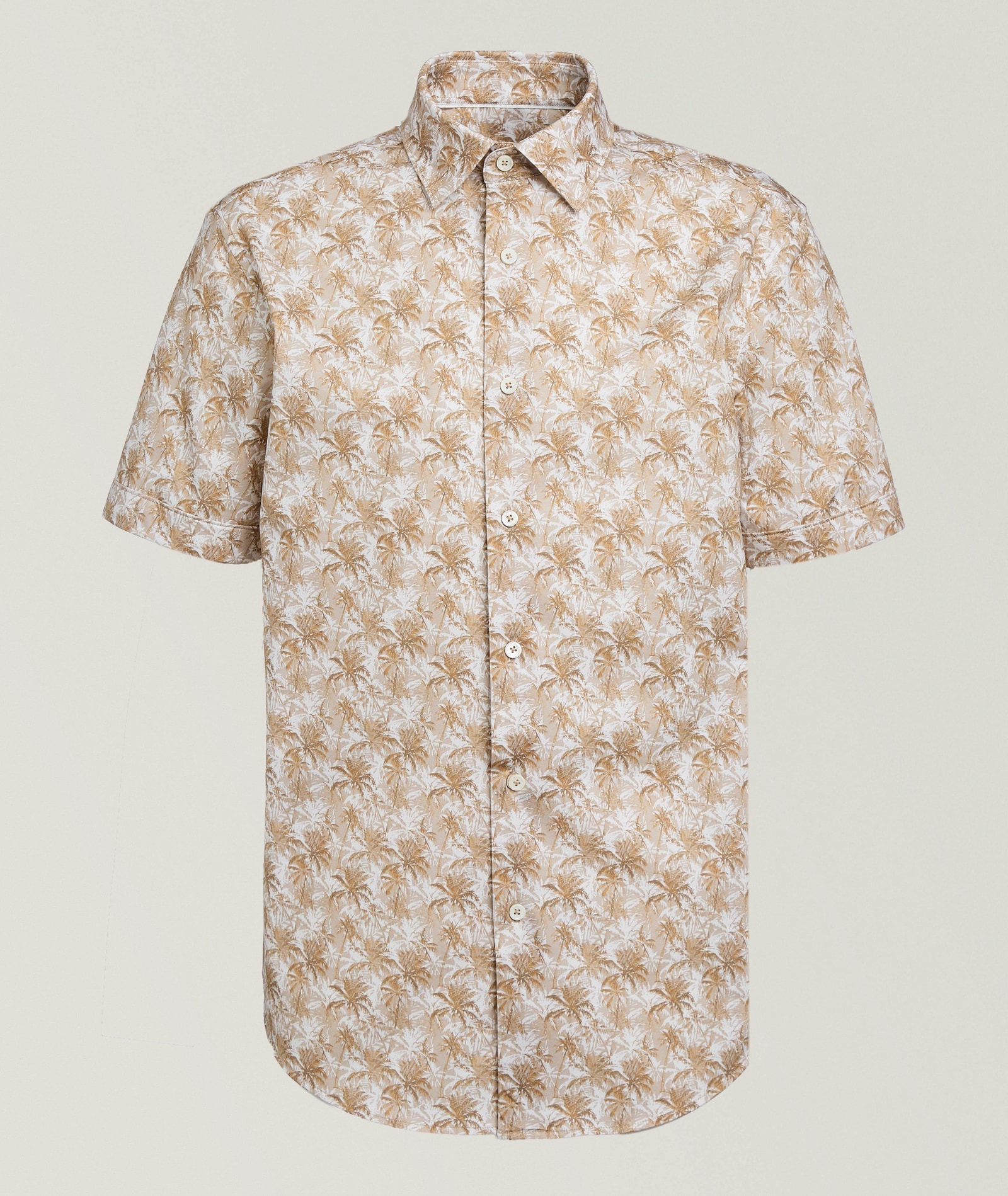 Bugatchi Miles Palm Tree OoohCotton Shirt in Brown Cotton & Cotton Blends, image 1 of 1 from Harry Rosen