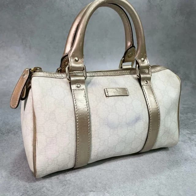 Gucci GG Boston Bag White Gold Logo Leather in White Leather from The Reluxe, photo 1 of 1