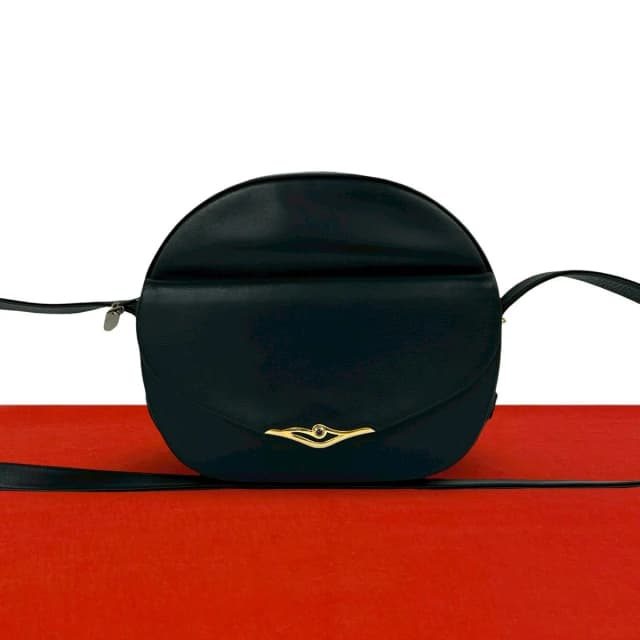 Cartier Sapphire Line Leather Mini Shoulder Bag Crossbody Pochette Black in Black Leather from The Reluxe, photo 1 of 1