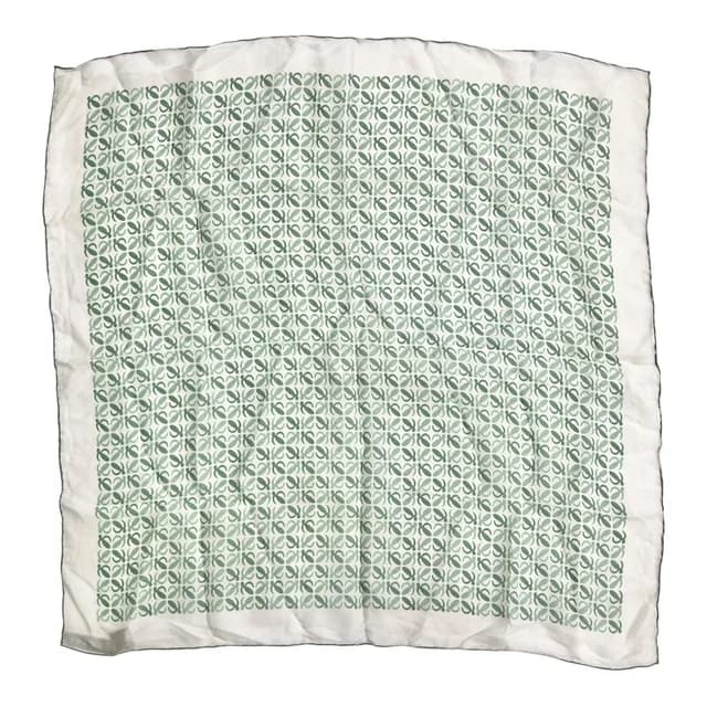Loewe Vintage Anagram All Over Print Silk Scarf Bandana White Green in White Silk from The Reluxe, photo 1 of 1
