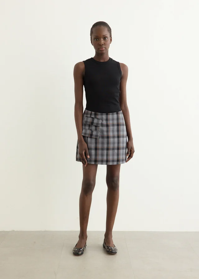 Baum und Pferdgarten Shanie Skirt in Grey Soft Check, image 1 of 1 from Incu