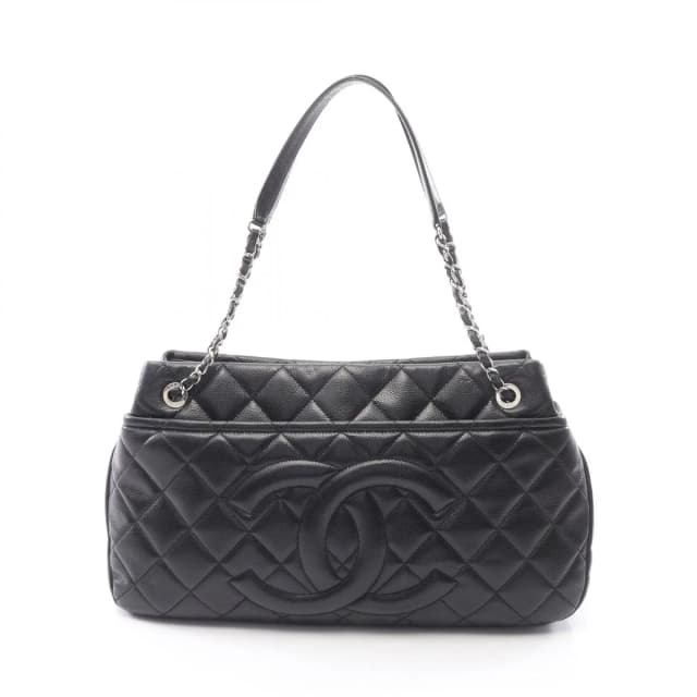 Chanel Tote Bag Quilted Black Caviar Leather CC Logo Chain in Black Caviar leather from The Reluxe, photo 1 of 1