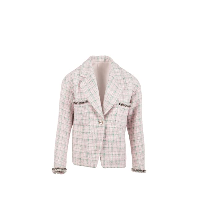 Chanel Size 34 21S Tweed Jacket Polyester/Cotton Pink / Green in Green Tweed from EMIER, photo 1 of 1