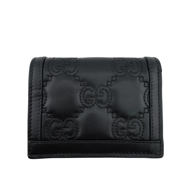 Gucci GG Matelasse Quilted Leather Compact Wallet Bifold Mini Black Double in Black Leather from The Reluxe, photo 1 of 1