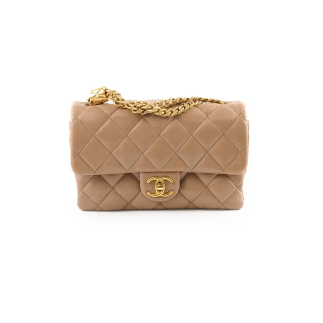 Chanel Seasonal Flap Dark Beige Microchip in Beige Lambskin from The Purse Affair, photo 1 of 1