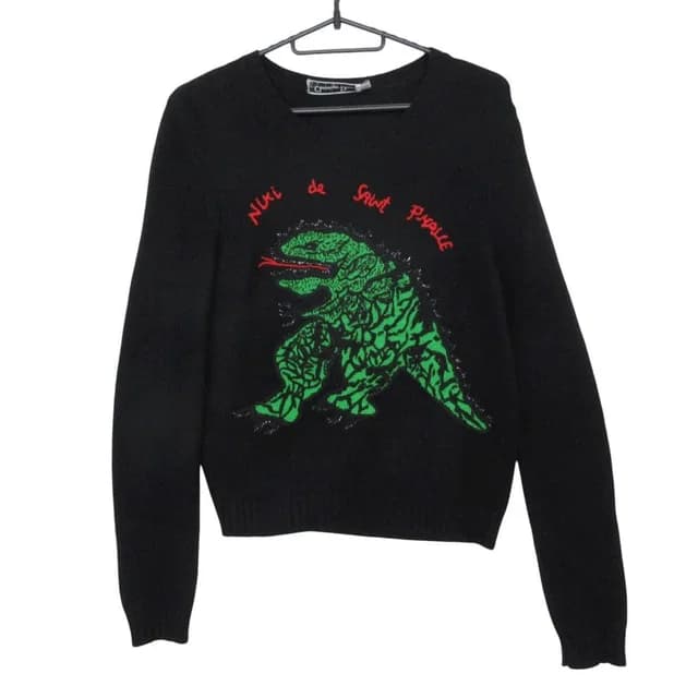 Dior Christian Sanfal Cashmere Sweater Top Dragon Embroidery Black in Black Cashmere from The Reluxe, photo 1 of 1