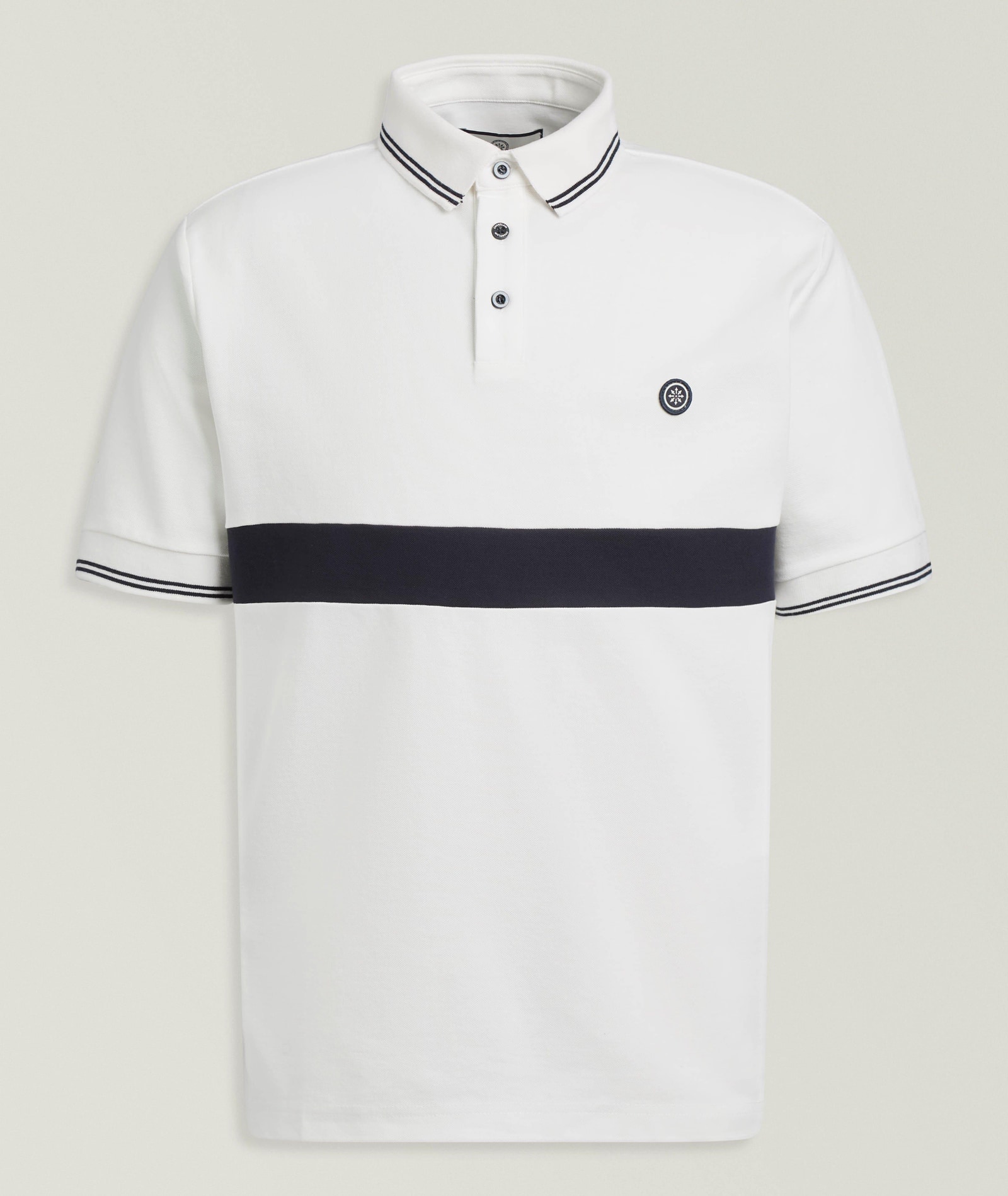 Champlain Striped Cotton Court Polo in White Cotton & Cotton Blends, image 1 of 1 from Harry Rosen