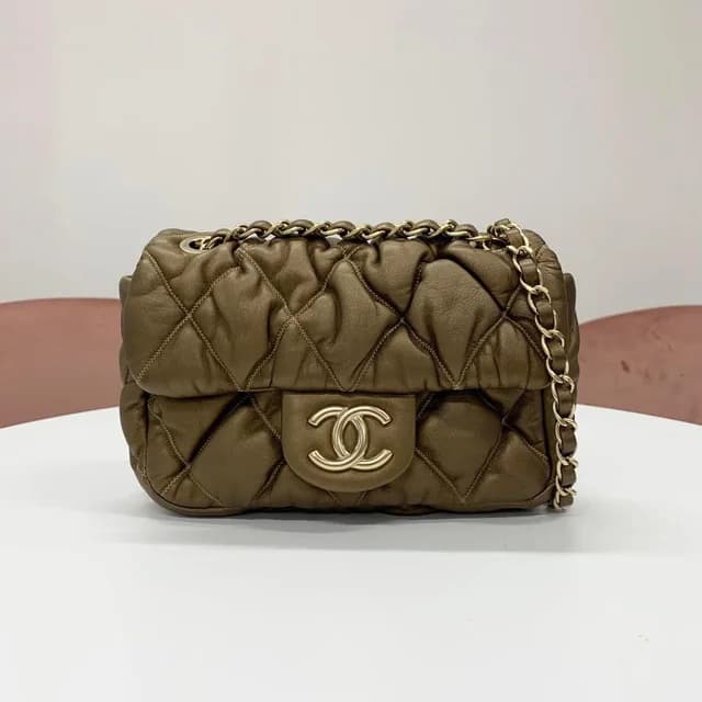 Chanel Quilted CC Logo Bubble Quilt Lambskin Shoulder Bag in Lambskin from The Reluxe, photo 1 of 1