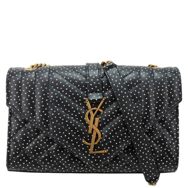 Saint Laurent Envelope Polka Dot Chevron Leather Crossbody Bag Black in Black Leather from Dallas Designer Handbags, photo 1 of 1