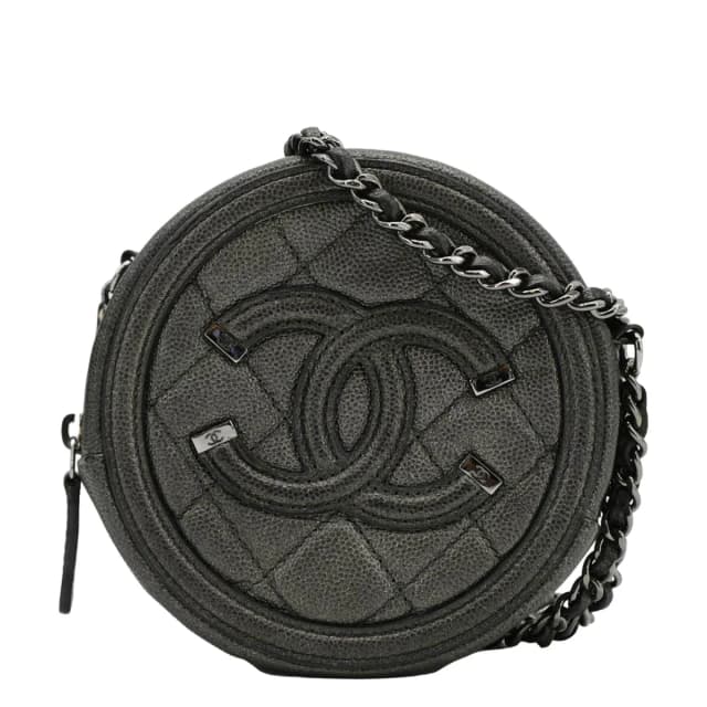 Chanel Round Filigree Caviar Quilted Leather Crossbody Bag Black in Black Caviar leather from Dallas Designer Handbags, photo 1 of 1
