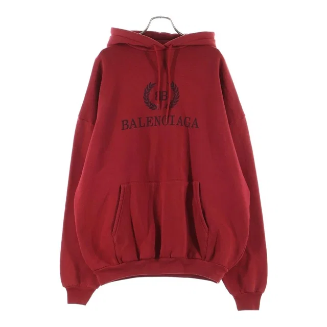 Balenciaga BB Logo Print Oversize Sweatshirt Pullover Hoodie Wine Red in Burgundy from The Reluxe, photo 1 of 1