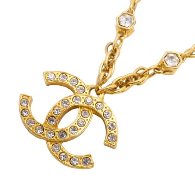 Chanel Necklace Vintage CC Logo Gold Plated Rhinestone in Gold from The Reluxe, photo 1 of 1