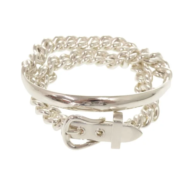 Hermès Boucles Sellier Inflexible Double Tour 14 925 Sterling Silver Bracelet in Silver from The Reluxe, photo 1 of 1