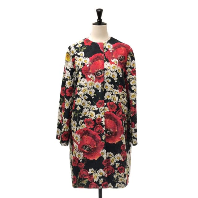 Dolce & Gabbana All Over Pattern Flower Jacquard Coat Silk Fully Lined 40 Black in Black Silk from The Reluxe, photo 1 of 1