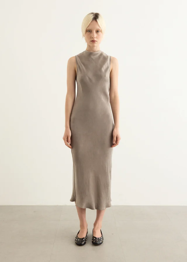 Incu Collection Infinity Cowl Neck Dress in SILVER GREY, image 1 of 1 from Incu