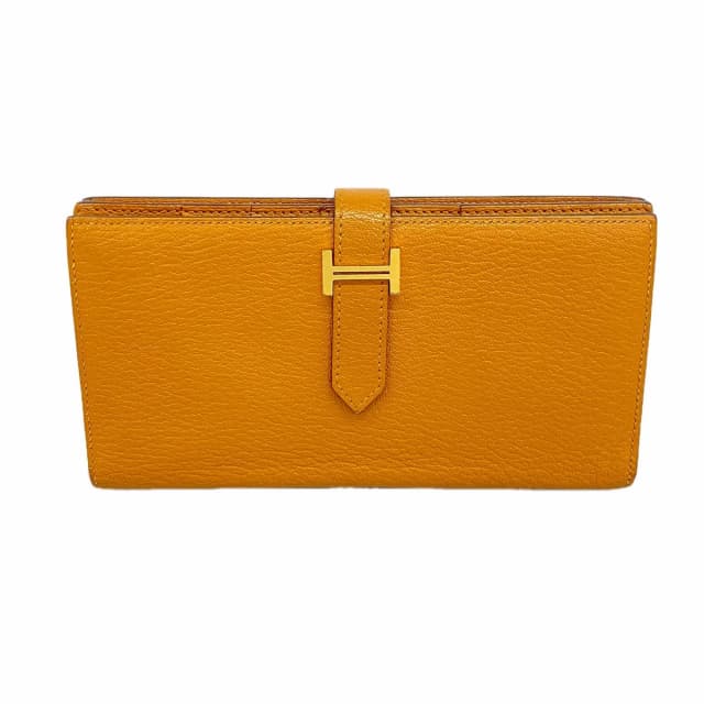 Hermès Wallet Bearn Soufflet Chevre Mysore Sesame Gold in Gold Goatskin from The Reluxe, photo 1 of 1