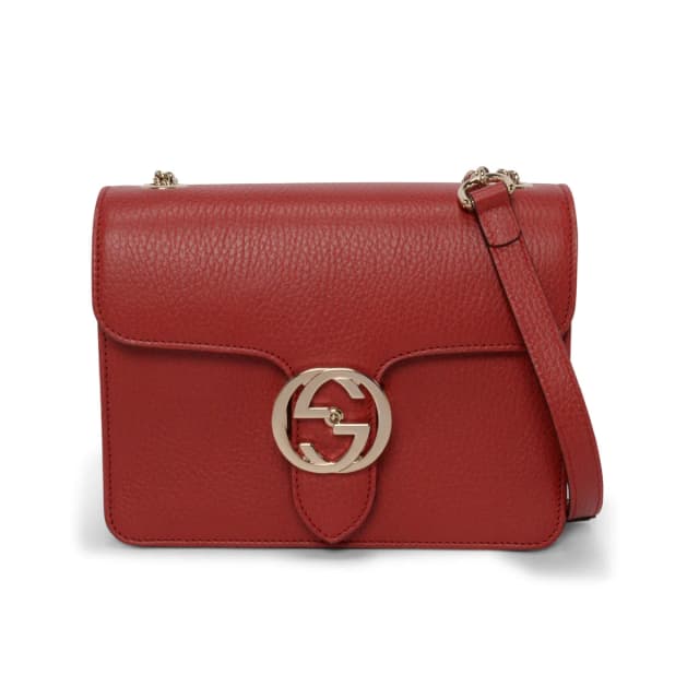 Gucci Dollar Calfskin Small Interlocking G Shoulder Bag in Red Calfskin from Blue Spinach, photo 1 of 1