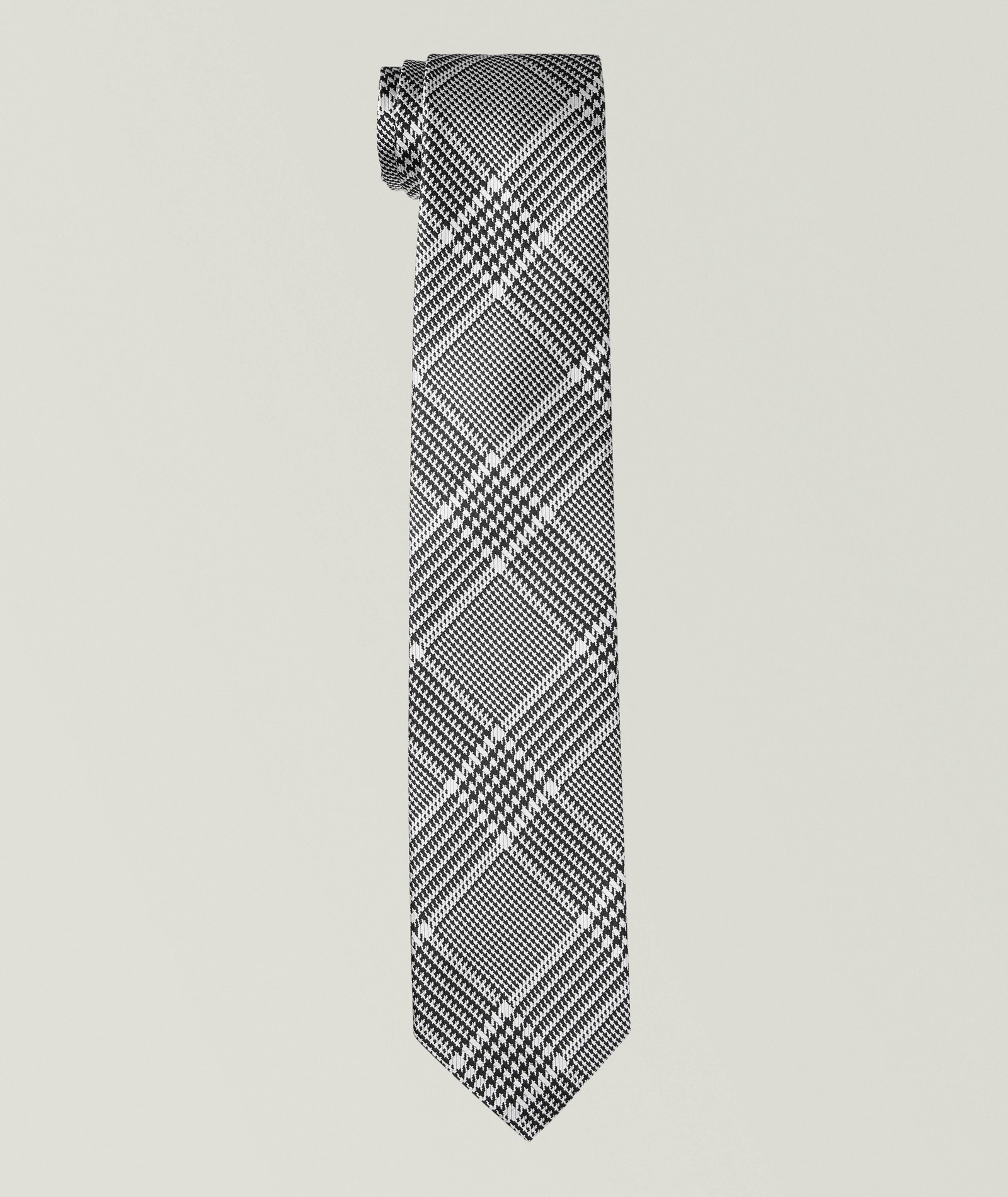 Herringbone-Plaid Silk Tie in Grey, image 1 of 1 from Harry Rosen