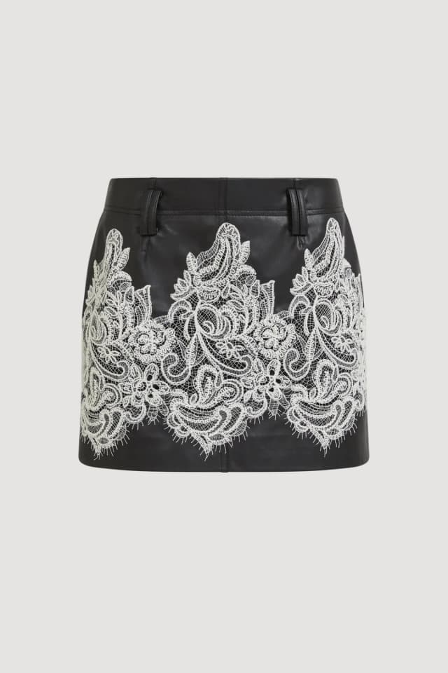 AJE Ariella Mini Skirt in BLACK/IVORY, image 1 of 1 from Aje