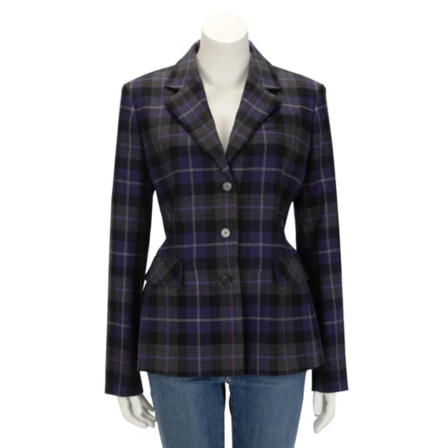 Check'N'Dior Fitted Blazer FR 46 in Purple Wool from Blue Spinach, photo 1 of 1
