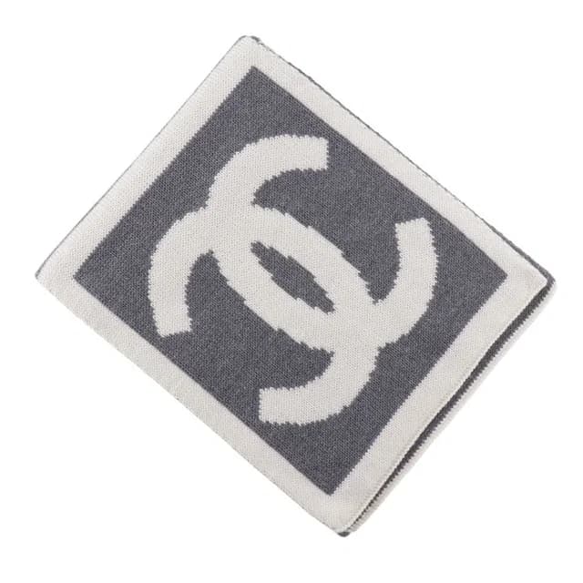 Chanel CC Logo Sports Line Wool Silk Gray Scarf in Grey Silk from The Reluxe, photo 1 of 1