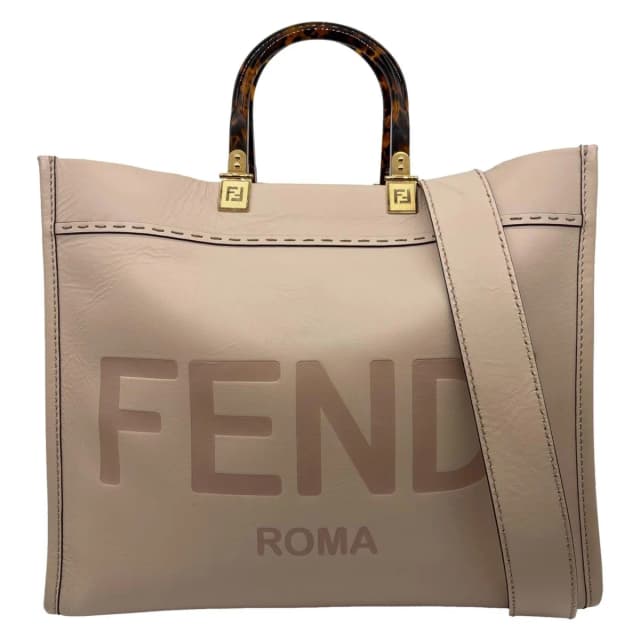 Fendi Sunshine Medium Leather Shopper Tote Bag Nude in Leather from Dallas Designer Handbags, photo 1 of 1