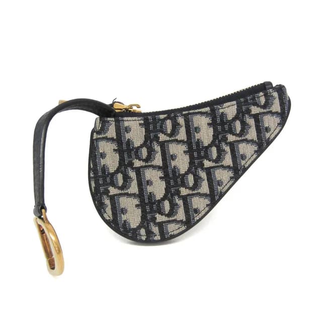 Dior Oblique Saddle Coin Case Women's Jacquard,Leather Coin Purse/coin Case Dark Navy,Light Beige in Dark navy/Light beige Jacquard , Leather from Elady, photo 1 of 1