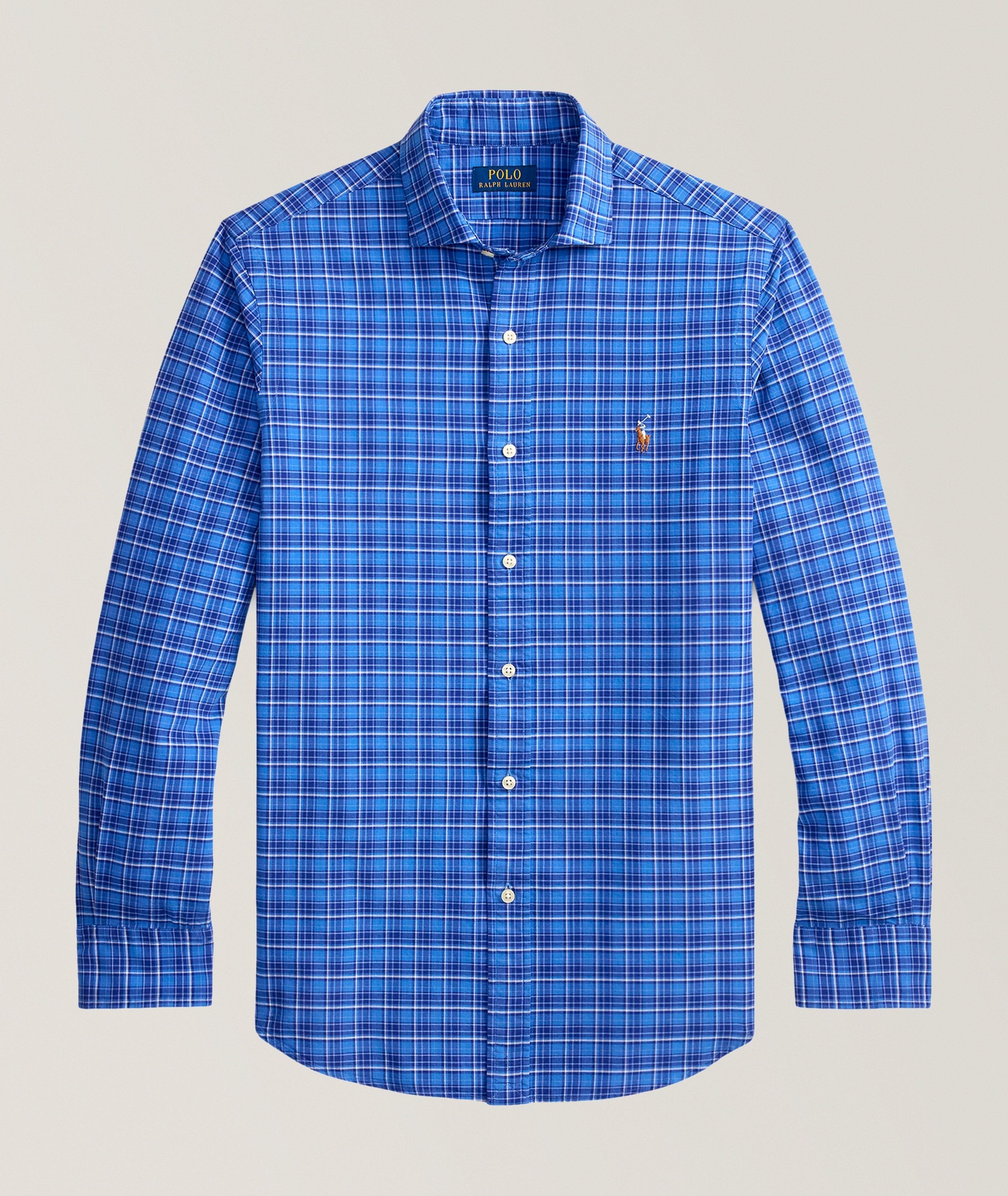 Polo Ralph Lauren Plaid Cotton Oxford Shirt in Blue Cotton & Cotton Blends, image 1 of 1 from Harry Rosen