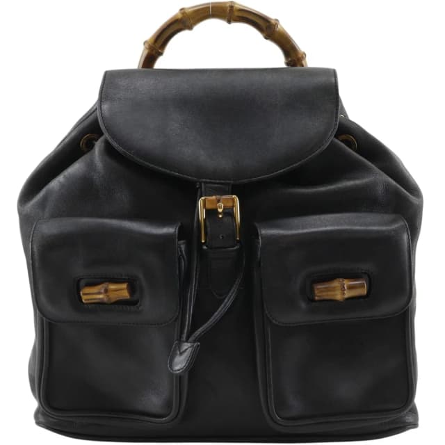 Gucci Bamboo 003 Leather Black Backpack in Black Leather from The Reluxe, photo 1 of 1