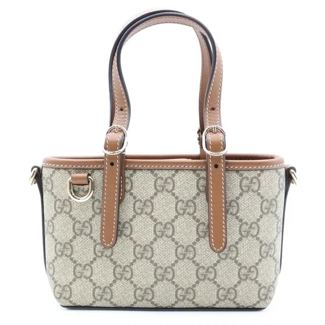 Gucci GG Emblem Mini Shoulder Bag Beige Brown Leather Gold in Brown Leather from The Reluxe, photo 1 of 1