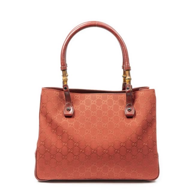 Gucci Large Square Bamboo Tote Red GG Canvas in Red Canvas from The Reluxe, photo 1 of 1