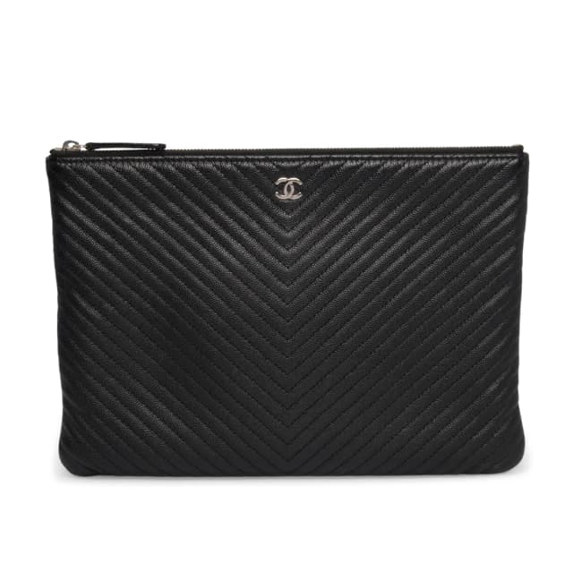 Chanel Chevron Caviar Medium O-Case Pouch in Black Caviar leather from Blue Spinach, photo 1 of 1