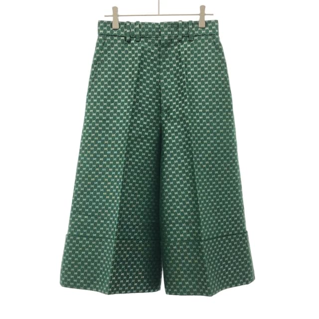 Gucci GG Lame Cropped Trousers Pants Zaglx Green 38 in Green Silk from The Reluxe, photo 1 of 1