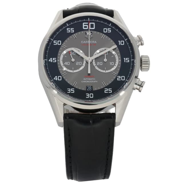 TAG Heuer Carrera Flyback CAR2B10 43mm Stainless Steel Watch in Leather from H&T, photo 1 of 1
