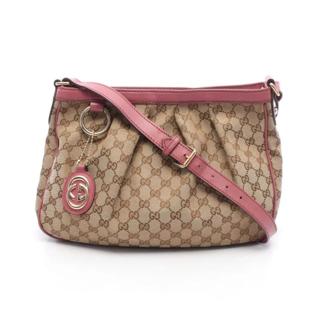 Gucci Shoulder Bag Beige Pink Canvas Leather GG Suki in Beige Canvas from The Reluxe, photo 1 of 1