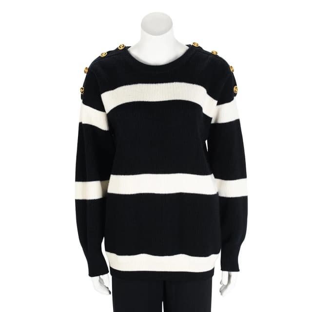 Louis Vuitton Knit Striped Sweater M in Black & White Wool from Blue Spinach, photo 1 of 1