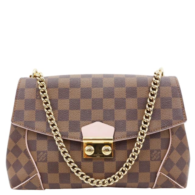 Louis Vuitton Caissa Chain Damier Ebene Clutch Shoulder Bag Rose Ballerine in Brown Canvas from Dallas Designer Handbags, photo 1 of 1