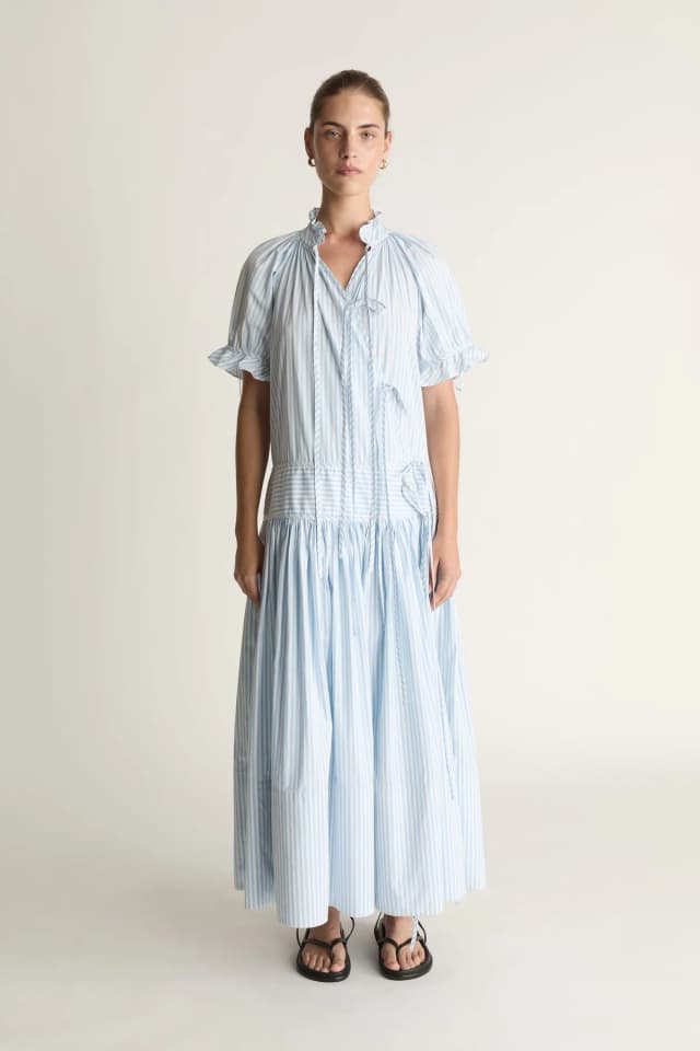 Lee Mathews Odette Wrap Dress in Sky, image 1 of 1 from Lee Mathews