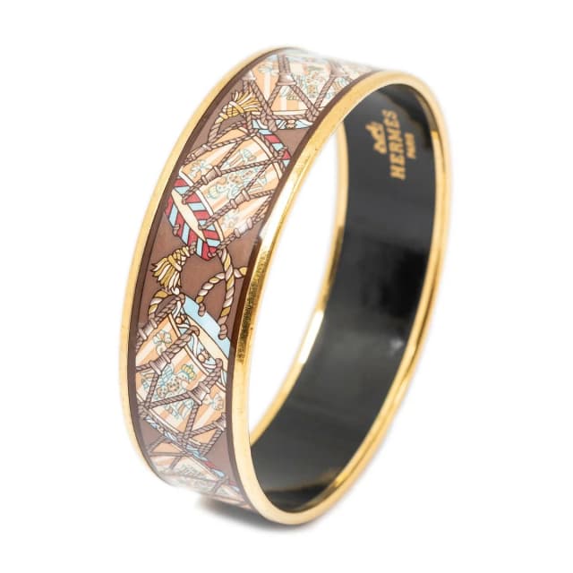 Hermès Enamel Bangle Brown Gold Plated Bracelet in Brown from The Reluxe, photo 1 of 1