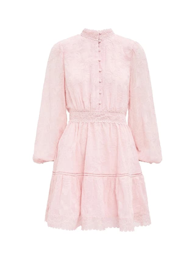 Forever New Thalia Embroidered Skater Mini Dress Pink in Soft Pink, image 1 of 1 from Fenwick