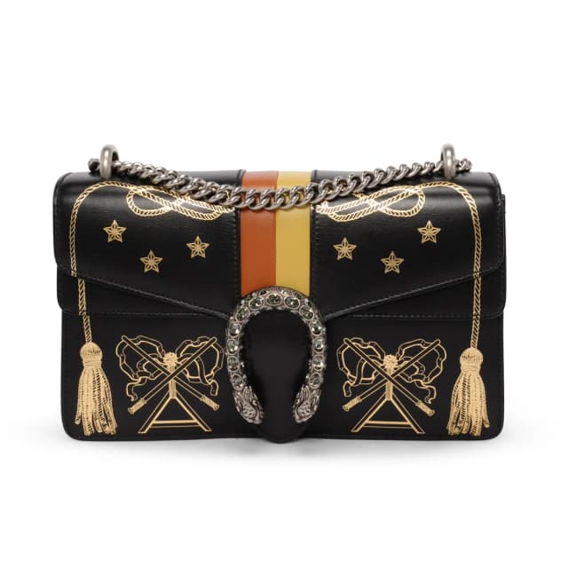 Gucci Star Tassel Print Small Dionysus Bag in Black Calfskin from Blue Spinach, photo 1 of 1