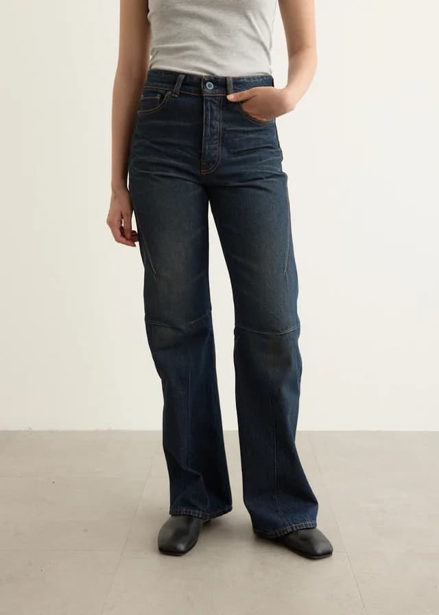 Our Legacy Moto Cut Jeans in Sand Tint, image 1 of 1 from Incu