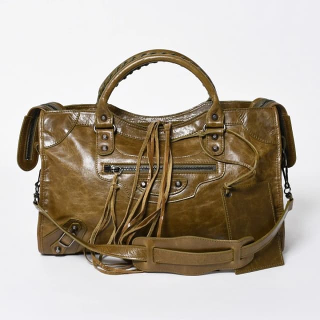 Balenciaga the City Handbag Khaki Olive Silver in Green Leather from The Reluxe, photo 1 of 1