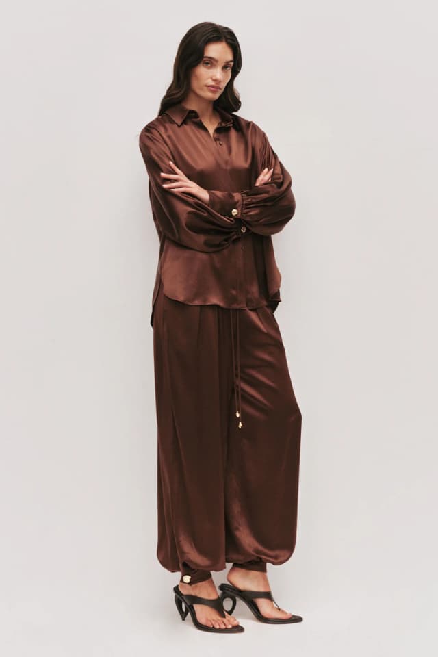 AJE Siren Pant in DARK CHOCOLATE, image 1 of 1 from Aje